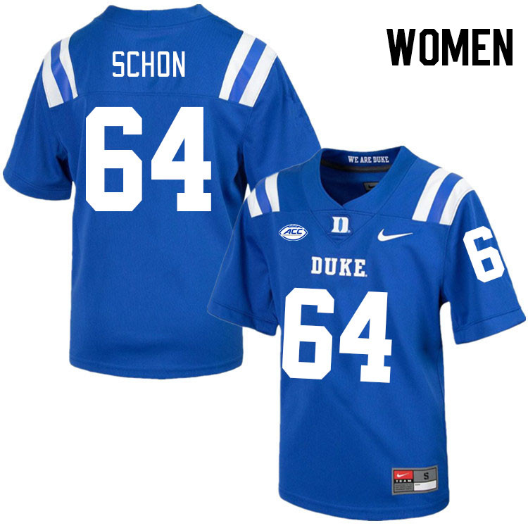 Women #64 Eric Schon Duke Blue Devils College Football Jerseys Stitched-Royal